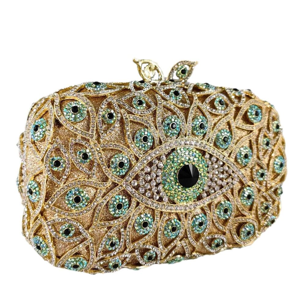 2053 Evil Eye Clutch Purse Glitter Evening Bags Crystal Clutch Party Dinner